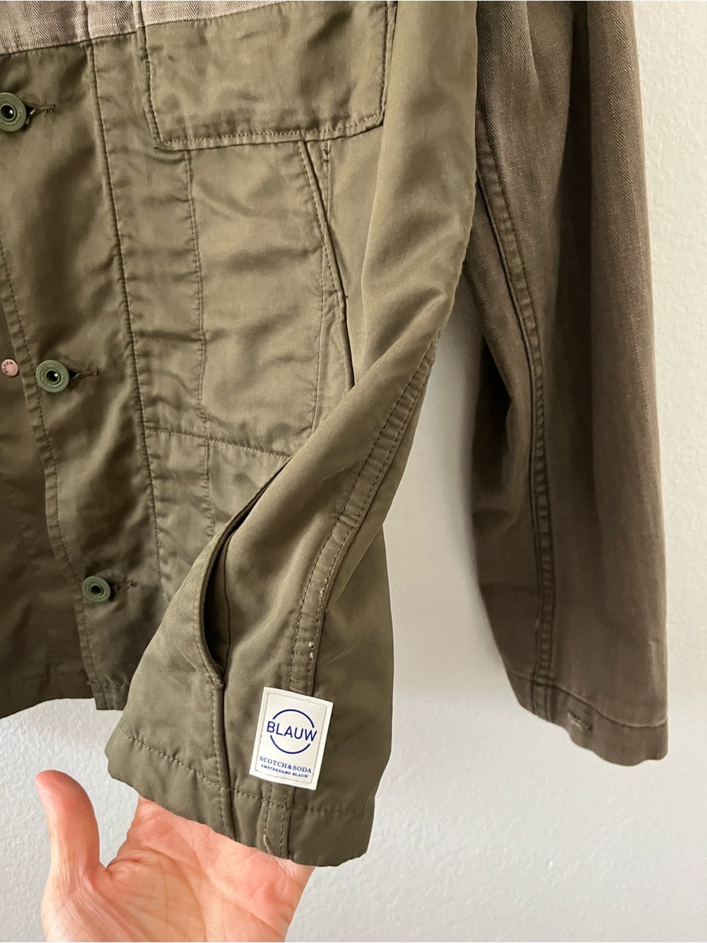 Scotch & Soda Military Shirt Jacket in Army Green with patches Men's Small - Picture 7 of 10